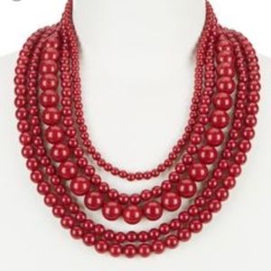 BaubleBar Multistrand Bead Statement Necklace Red